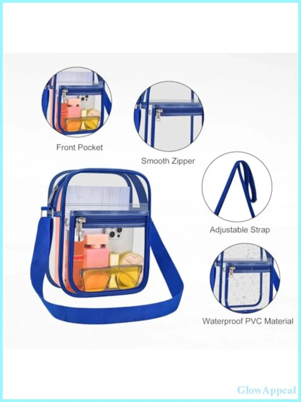Clear Messenger Bag Stadium Approved Waterproof PVC Crossbody